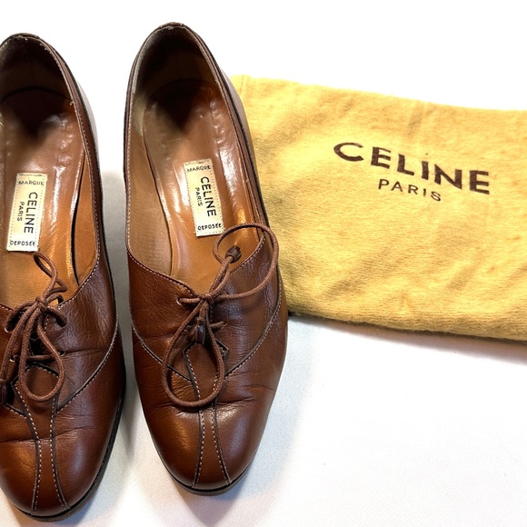 Vintage 1980s(?) CELINE Brown Leather Lace-Up Pump Size 36 US 5-1/2 - Picture 8 of 16